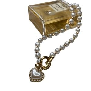 Pearl Heart Toggle Necklace